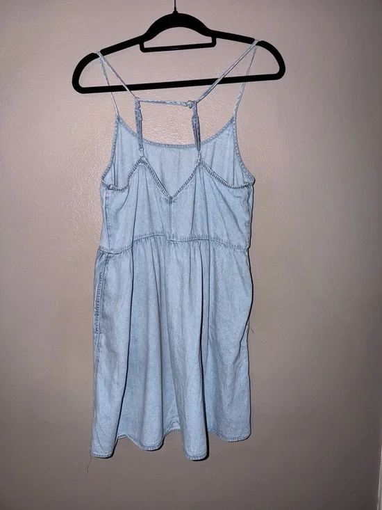 American Eagle Outfitters Light Blue Denim Spaghetti Strap Mini Dress - Picture 4 of 8